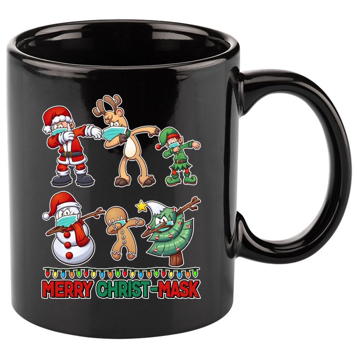 Funny Christmas Dabbing Merry Christ-Mask 11oz C Handle Ceramic Mug