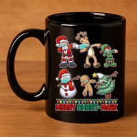 Funny Christmas Dabbing Merry Christ-Mask 11oz C Handle Ceramic Mug