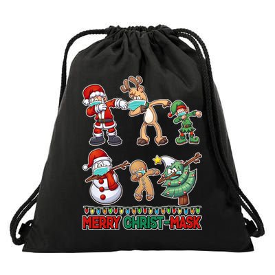 Funny Christmas Dabbing Merry Christ-Mask Drawstring Bag