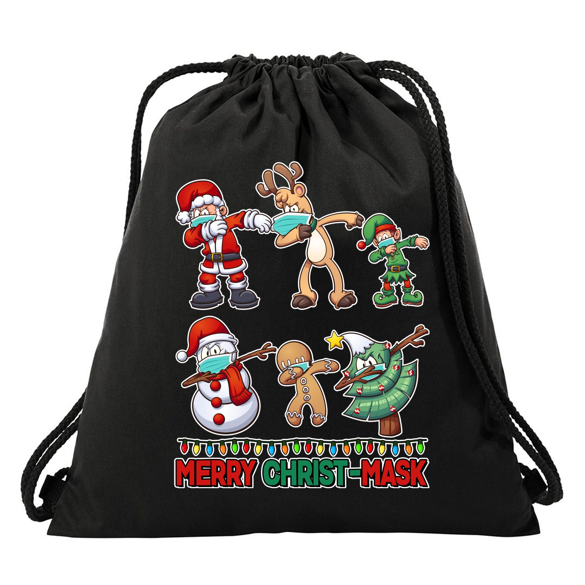 Funny Christmas Dabbing Merry Christ-Mask Drawstring Bag