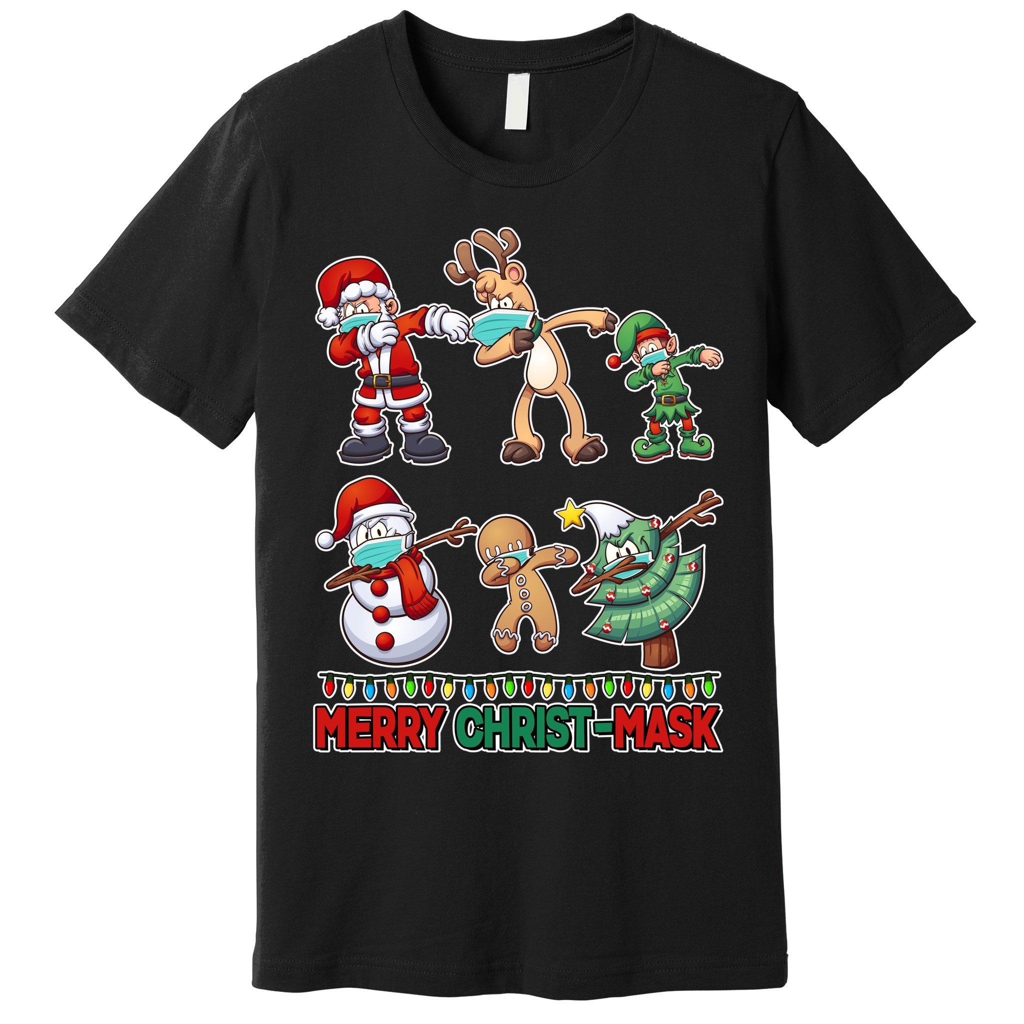Funny Christmas Dabbing Merry Christ-Mask Premium T-Shirt