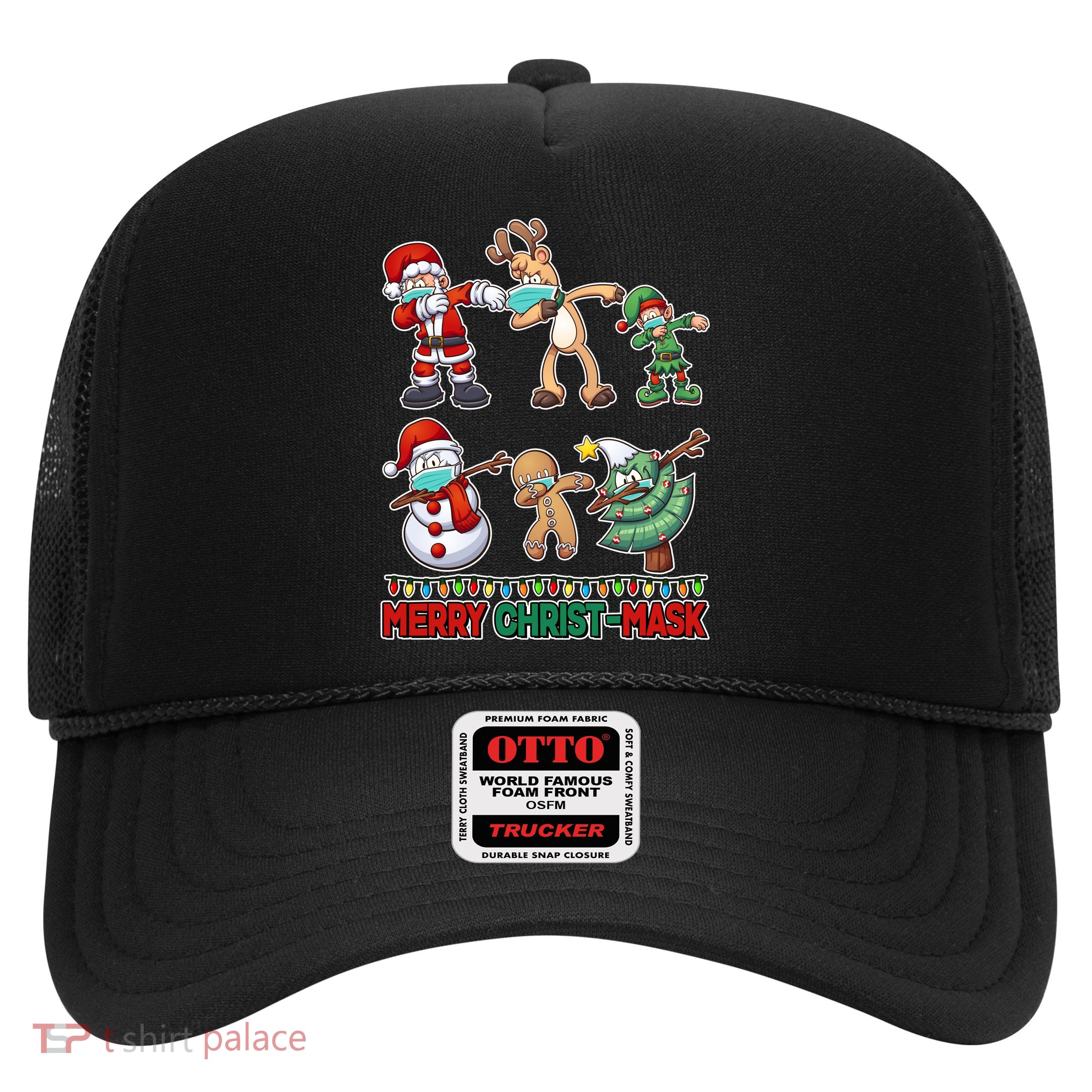 Funny Christmas Dabbing Merry Christ-Mask Trucker Hat