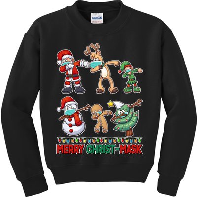 Funny Christmas Dabbing Merry Christ-Mask Kids Sweatshirt