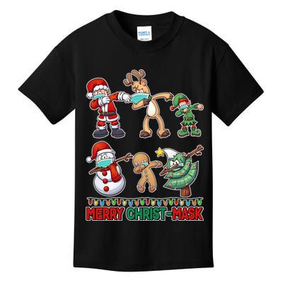 Funny Christmas Dabbing Merry Christ-Mask Kids T-Shirt