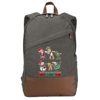 Funny Christmas Dabbing Merry Christ-Mask Cotton Canvas Backpack