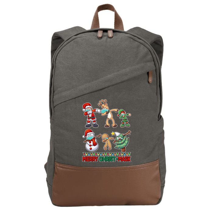 Funny Christmas Dabbing Merry Christ-Mask Cotton Canvas Backpack