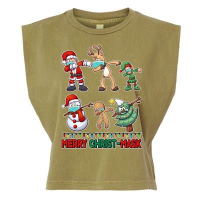 Funny Christmas Dabbing Merry Christ-Mask Garment-Dyed Women's Muscle Tee