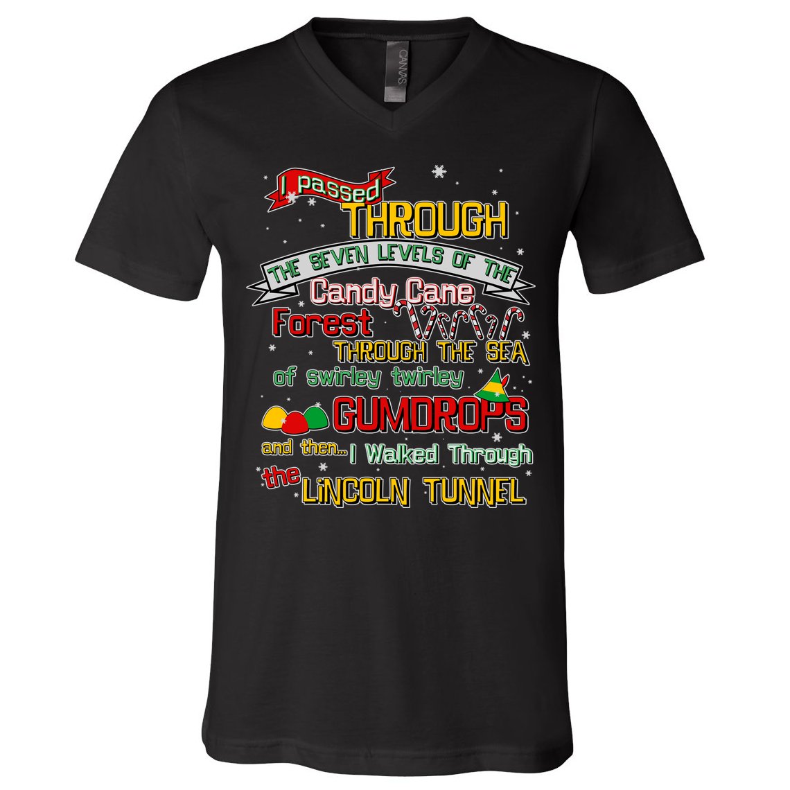 Funny Christmas Elf Map V-Neck T-Shirt