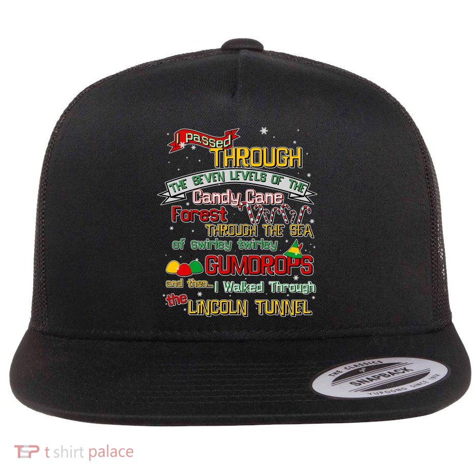 Funny Christmas Elf Map Flat Bill Trucker Hat