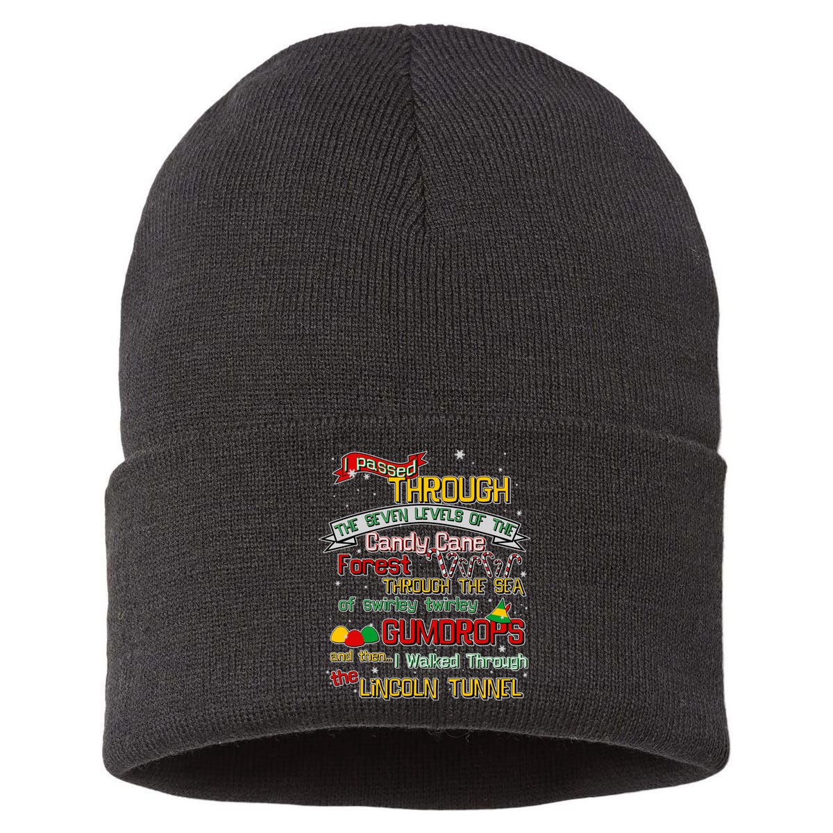 Funny Christmas Elf Map Sustainable Knit Beanie