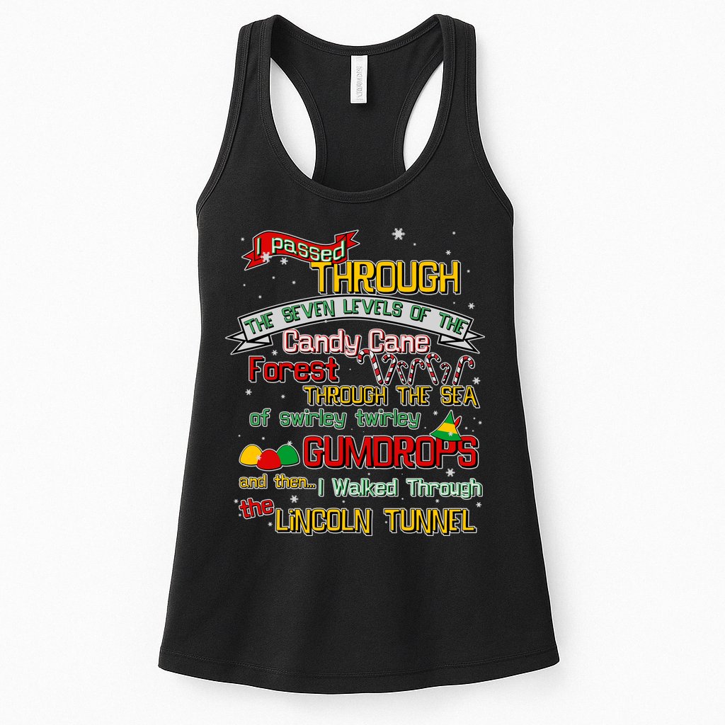 Funny Christmas Elf Map Womens Tank Top