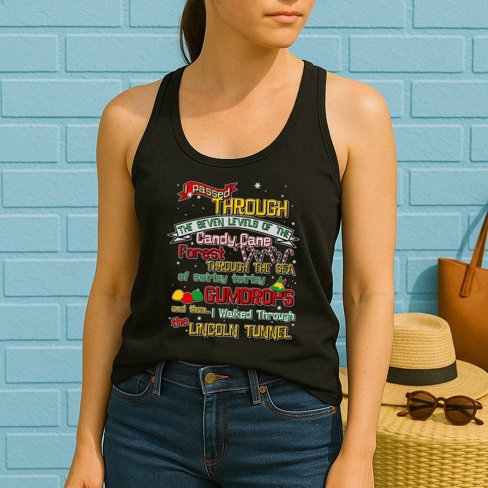 Funny Christmas Elf Map Womens Tank Top