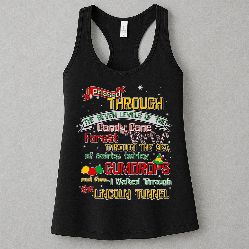 Funny Christmas Elf Map Womens Tank Top