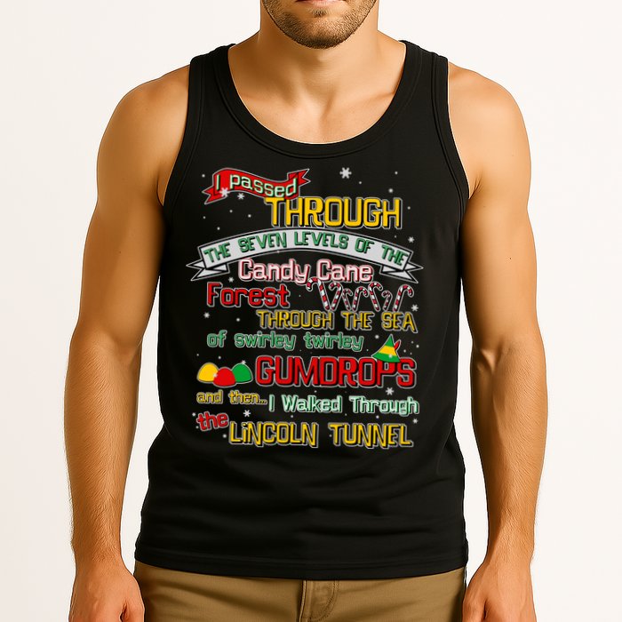 Funny Christmas Elf Map Tank Top