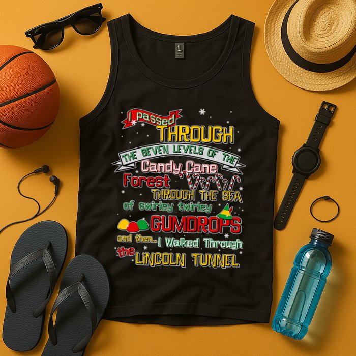Funny Christmas Elf Map Tank Top