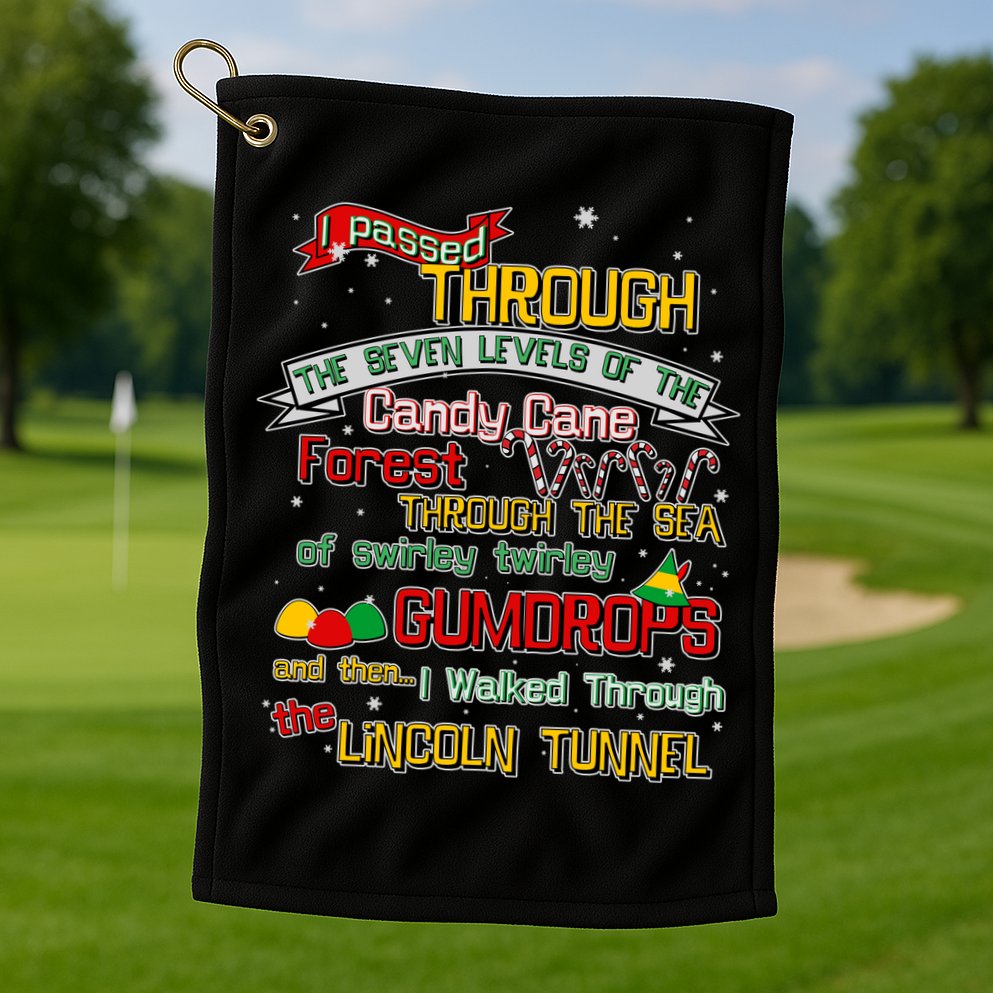 Funny Christmas Elf Map Golf Towel