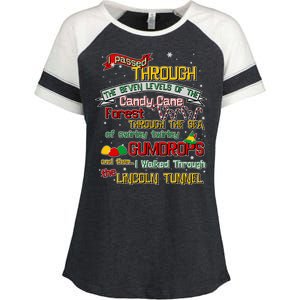 Funny Christmas Elf Map Enza Ladies Jersey Colorblock Tee