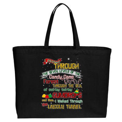 Funny Christmas Elf Map Cotton Canvas Jumbo Tote