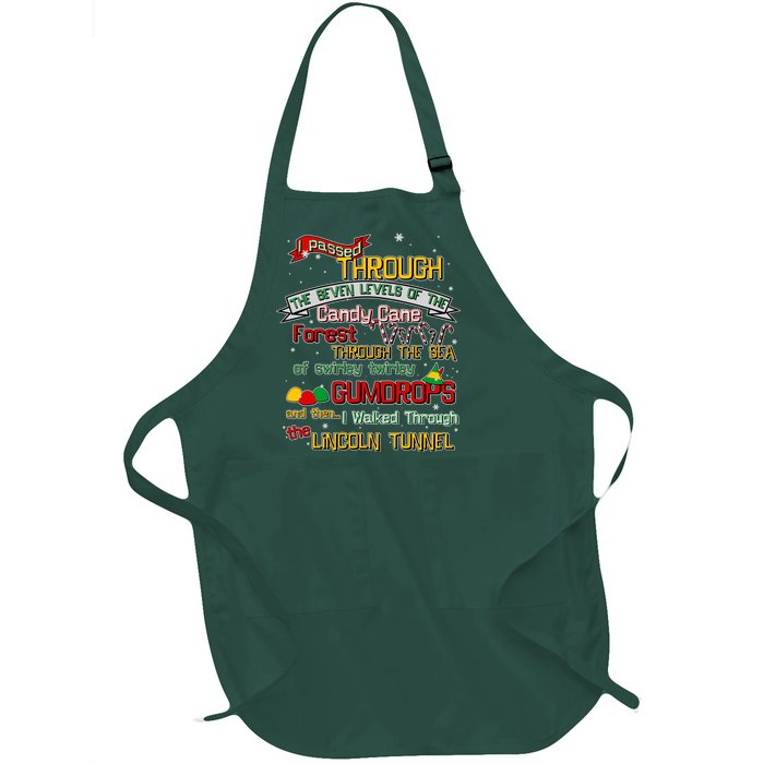 Funny Christmas Elf Map Full-Length Apron With Pockets