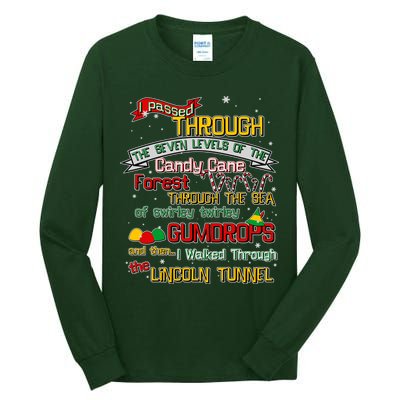 Funny Christmas Elf Map Tall Long Sleeve T-Shirt
