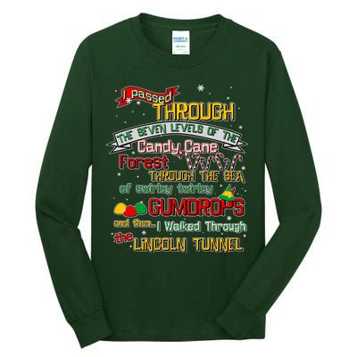 Funny Christmas Elf Map Tall Long Sleeve T-Shirt