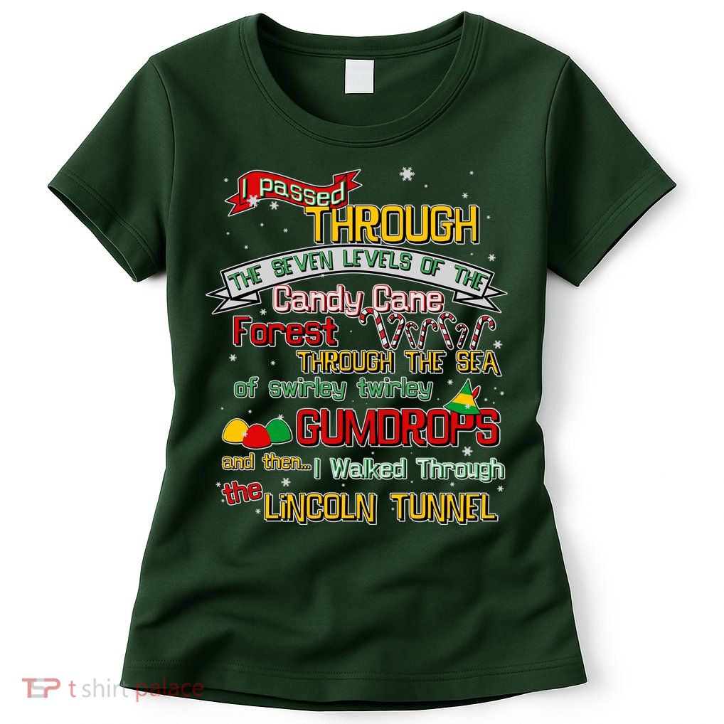 Funny Christmas Elf Map Womens T-Shirt