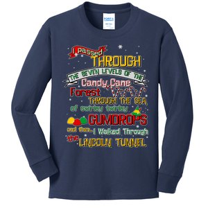 Funny Christmas Elf Map Kids Long Sleeve Shirt