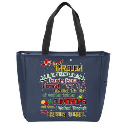 Funny Christmas Elf Map Zip Tote Bag