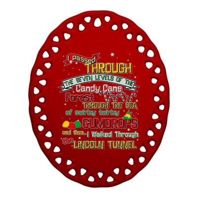 Funny Christmas Elf Map Ceramic Oval Ornament