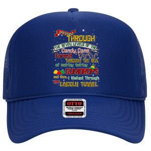 Funny Christmas Elf Map High Crown Mesh Back Trucker Hat