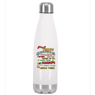 Funny Christmas Elf Map Stainless Steel Insulated Water Bottle