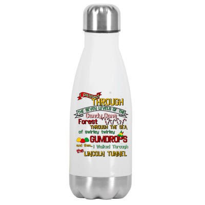 Funny Christmas Elf Map Stainless Steel Insulated Water Bottle