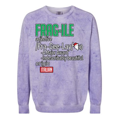 Funny Christmas Fragile Definition  Colorblast Crewneck Sweatshirt