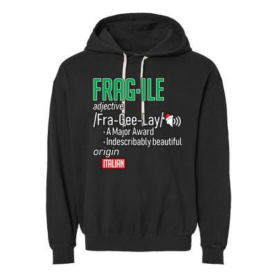 Funny Christmas Fragile Definition  Garment-Dyed Fleece Hoodie
