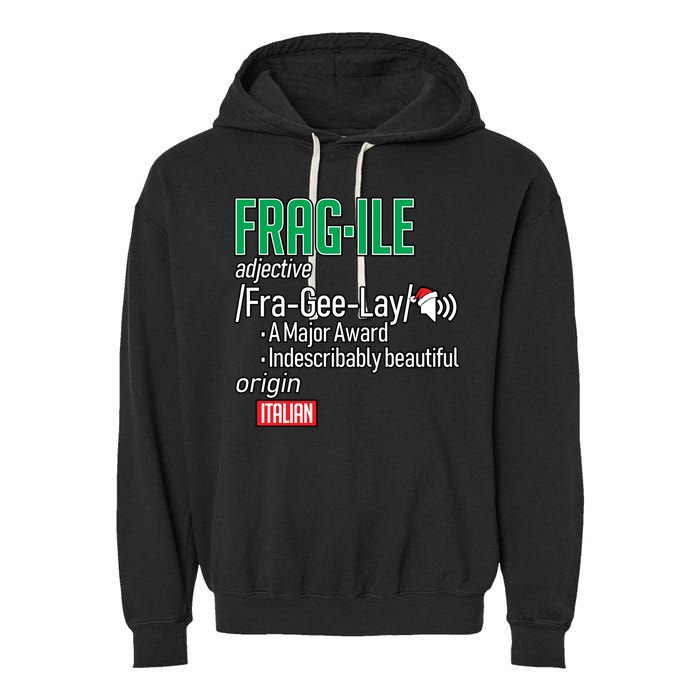 Funny Christmas Fragile Definition  Garment-Dyed Fleece Hoodie