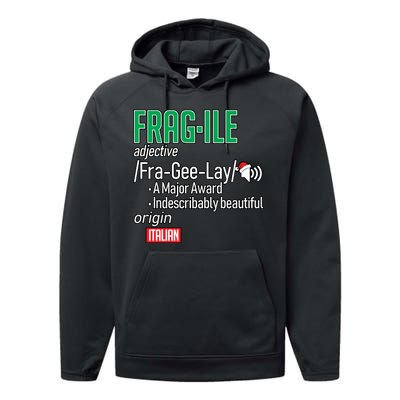 Funny Christmas Fragile Definition  Performance Fleece Hoodie