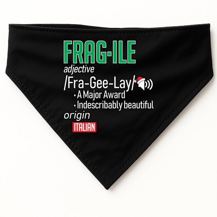 Funny Christmas Fragile Definition  USA-Made Doggie Bandana