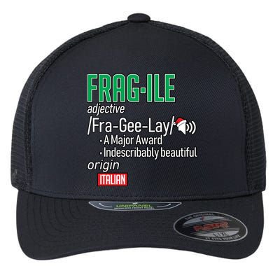 Funny Christmas Fragile Definition  Flexfit Unipanel Trucker Cap