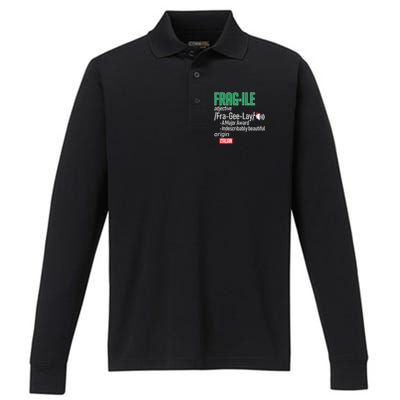 Funny Christmas Fragile Definition  Performance Long Sleeve Polo