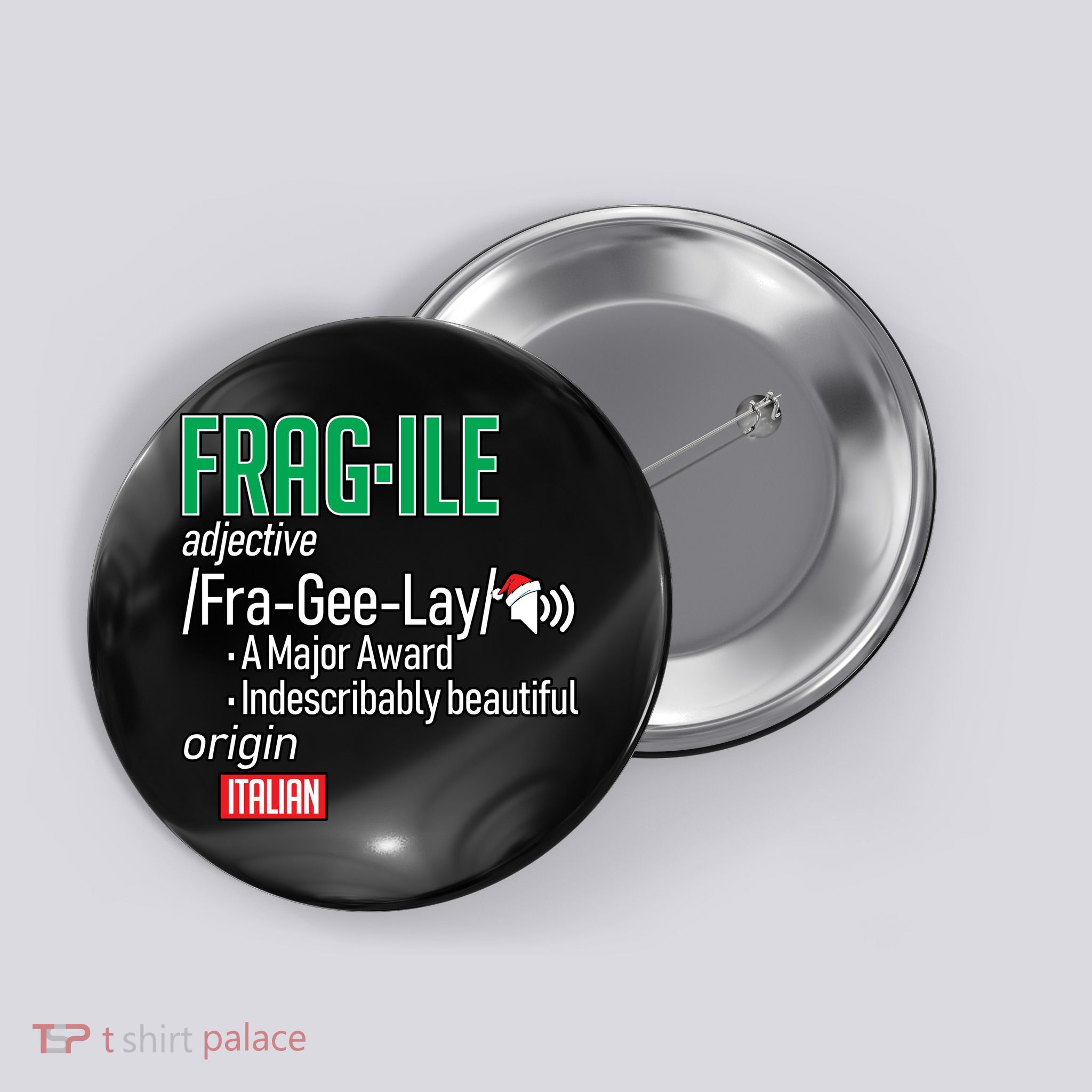 Funny Christmas Fragile Definition  Button
