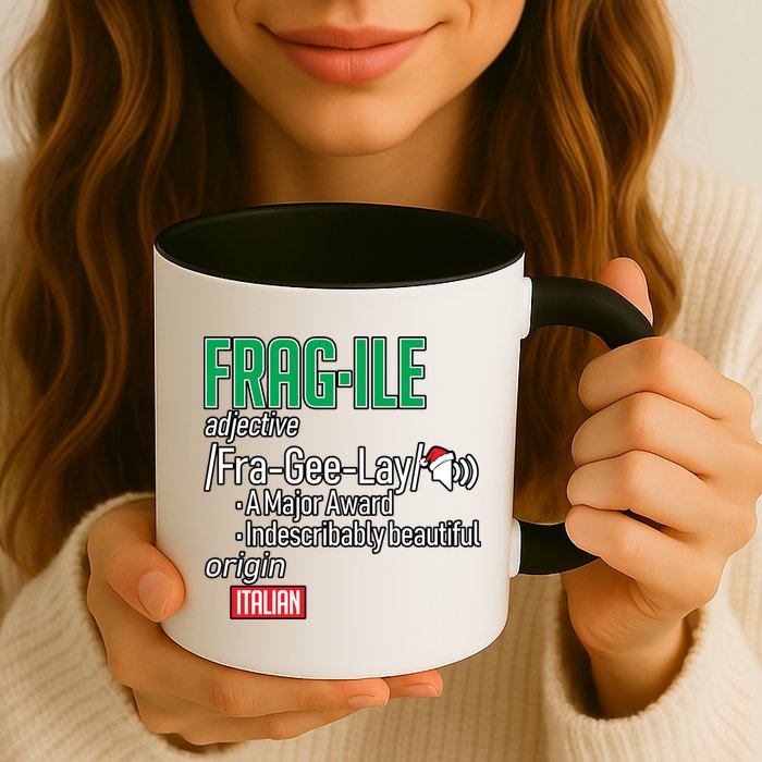 Funny Christmas Fragile Definition  Mug