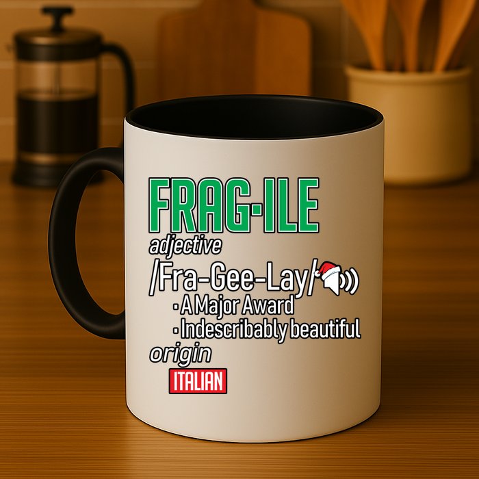 Funny Christmas Fragile Definition  Mug