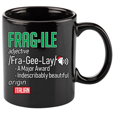 Funny Christmas Fragile Definition  11oz C Handle Ceramic Mug