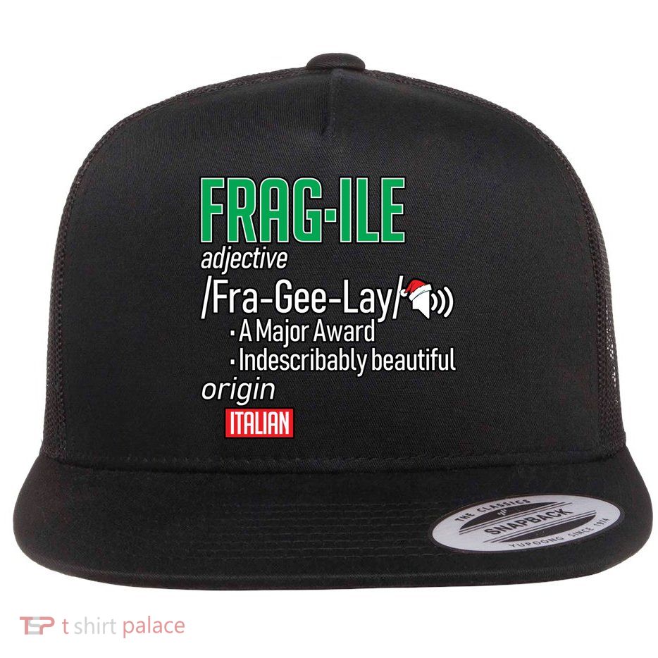 Funny Christmas Fragile Definition  Flat Bill Trucker Hat