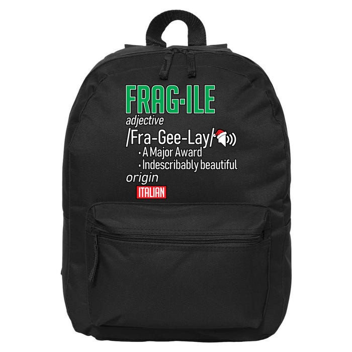 Funny Christmas Fragile Definition  16 in Basic Backpack