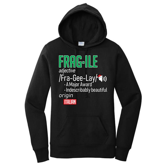 Funny Christmas Fragile Definition  Women's Pullover Hoodie