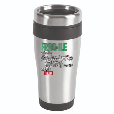Funny Christmas Fragile Definition  16oz Travel Tumbler