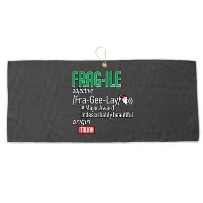 Funny Christmas Fragile Definition  Large Microfiber Waffle Golf Towel