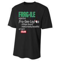 Funny Christmas Fragile Definition  Performance Sprint T-Shirt