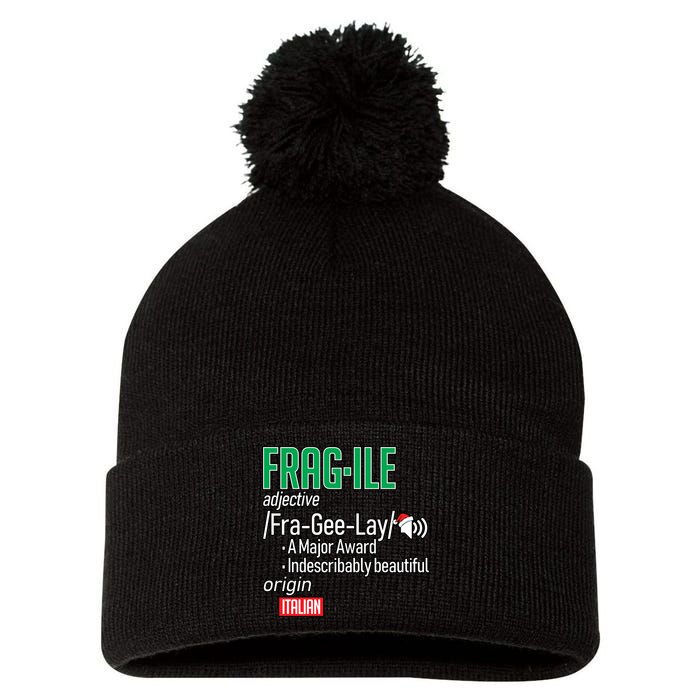 Funny Christmas Fragile Definition  Pom Pom 12in Knit Beanie